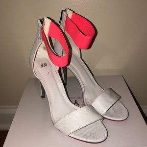 H&M Shoes - H&M white with neon ankle wrap heels H&M Shoes - H&M white with neon ankle wrap heels